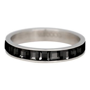 iXXXi Ring 4mm Edelstaal Zilverkleurig Zwart Glas